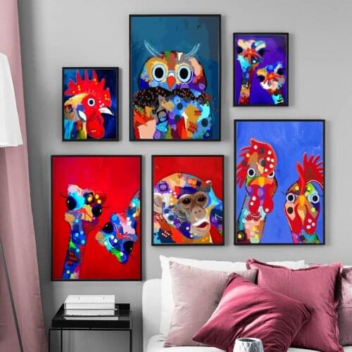 Wall Art Canvas Painting Abstract Oil Painting Lion Owl Rooster Nordic Posters And Prints Wall Pictures For Living Room Decor