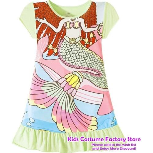 2021 New Children Mermaid bell Princess pajamas Dresses Girls Baby Pajamas Cotton Nightgown Home clothes Girl Sleepwear
