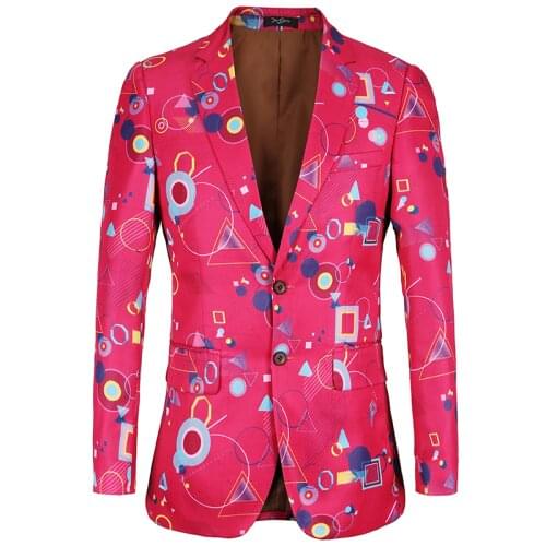 New Brand Suit Men Casual Mens Blazer Geometric Printing Design Loose Blazer For Men Clothing Loose Plus Size 58 suits blazers