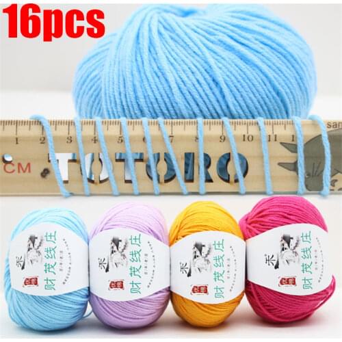 16pcs Wholesale Yarn for Knitting Cottong Wool Blended Yarn Diy Decostura Cotton Crochet Yarn