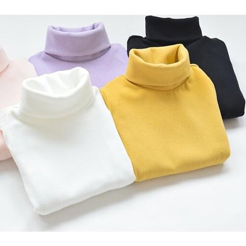 Girls' Autumn Long-sleeved T-shirt Childrens Top 2021 New Spring And Autumn Foreign Girl High Neck Bottoming Shirt