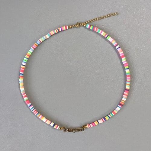 Personalized Name Necklace Colorful Silicone Clay Beaded Choker For Women Christmas Gift Handmade Birthday Gift for Girls