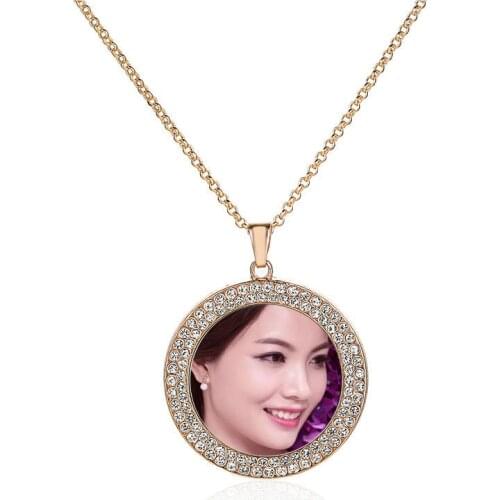 Sublimation blank necklaces pendants fashion high quality round women necklace pendant hot tranfer printing consumable 20pcs/lot