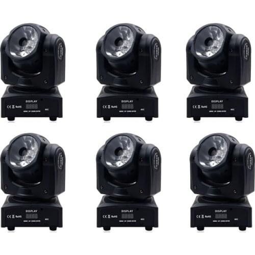 6pcs/lot high brightness moving heads beam 60w dmx moving head 4 in 1 rgbw light 10/13 channels