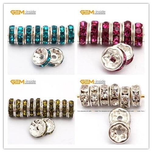 Spacer Beads Crystal Rhinestone Rondelle Spacers For Diy Jewelry Bracelet Necklace 6mm 8mm 10mm 100pcs/Lot Free Shipping