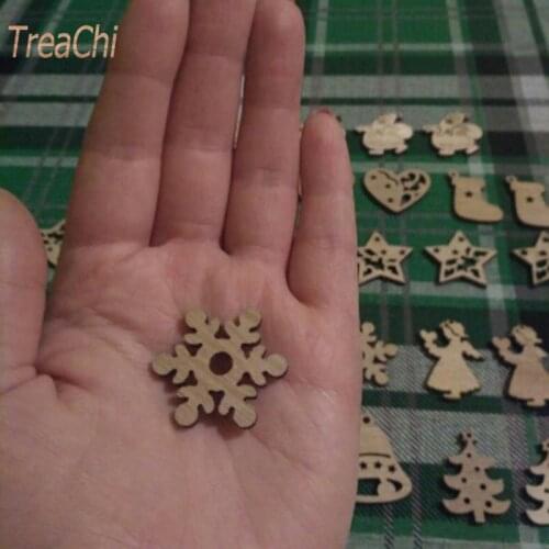 Christmas Wooden Crafts Small Pendants Christmas Tree Decoration Small Pendants New Year Home Decorations 50 Pcs/lot