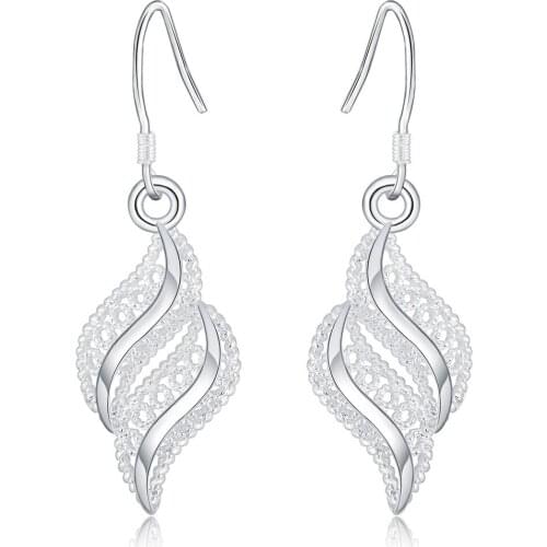 Wholesale hot sale 925 Sterling Silver Flowers leaf Earrings for Women fashion lady party wedding Jewelry Christmas Gifts