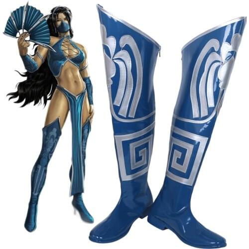 Mortal Kombat Game Princess Kitana Blue Cosplay Boots Shoes