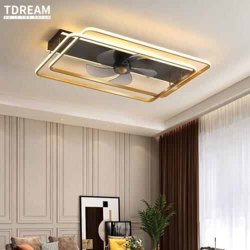 Nordic Creative Living Room Fan Lamp Leafless Silent Invisible Integrated Chandelier With Electric Fan