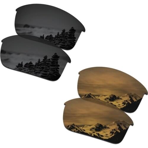SmartVLT 2 Pairs Polarized Sunglasses Replacement Lenses for Oakley Bottle Rocket Stealth Black and Bronze Gold