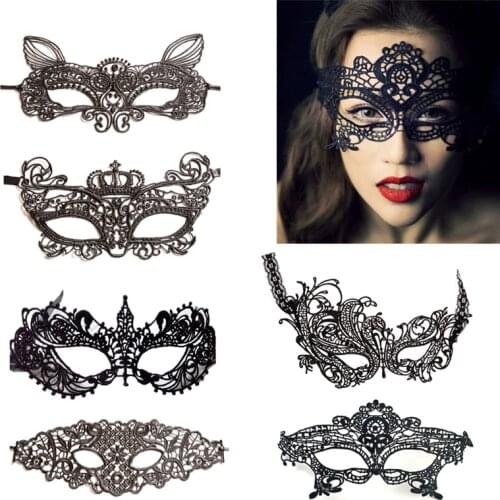 2/3pcs Sexy Cosplay Costumes Black Sexy Party Masks Lingerie for Women Ladies Erotic Nightclub Party Hollow Out Eye Lace Mask