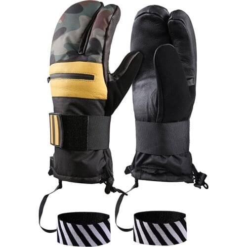 Unisex Winter Warm Ski Gloves Waterproof Windproof Snowboard Gloves Inside Five Fingers Design for Outdoor Snow Sports