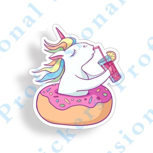 Funny stickers Unicorn Donut Sticker Lemonade Cup Laptop Cooler Car Vehicle Window Bumper Decal Motorcycle Vinyl Decals