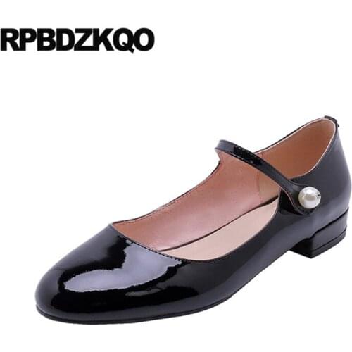 Genuine leather chinese slip resistant black mary jane brand ladies patent designer shoes women luxury 2019 pearl pink flats