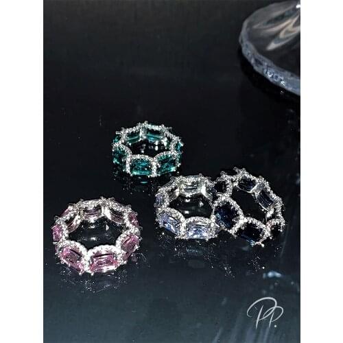 Handmade Color Moissanite Diamond Ring 925 sterling silver Party Wedding band Rings for Women Engagement Jewelry Gift