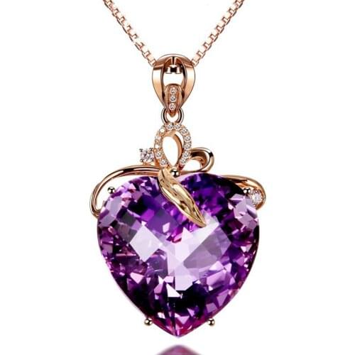 Women Necklace Pendant High Quality Heart Shape Pendant Rose Gold Filled Necklace Jewelry Charm Wedding Party