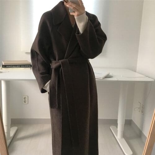 Alien Kitty French Lazy Style Warm Female Fresh Winter 2020 Classical Belt Retro Loose Women Woolen Coats Chic Casual Long Coat