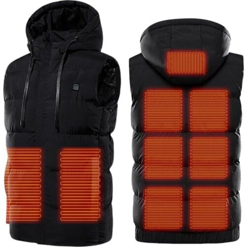 9 Places Heated Vest Outdoor Electric Thermal Heating Jacket Fishing Trekking Heating Pad Waistcoat Winter Skiing Warm Clothes