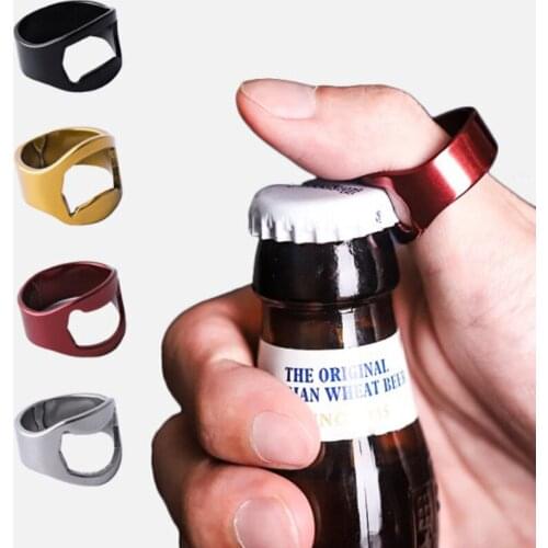 1PCs Mini Bottle Opener Stainless Steel Finger Ring Ring-shape Bottle Beer Cap Opening Remover Kitchen Gadgets Bar Tools 22mm