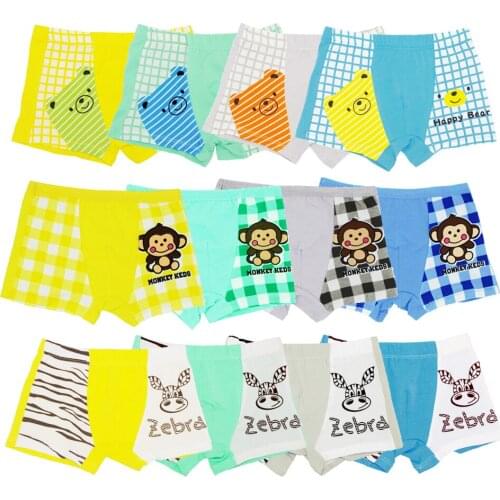 12Pcs/Pack Four Seasons 100% Cotton Children Underwear Baby Boys Girls Boxer Panties Cartoon Underpants Kids Short Pants 1-16Y