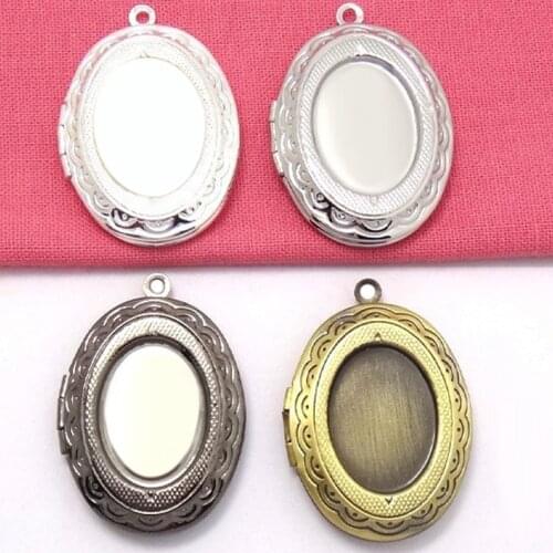 2pcs 13*18mm Cabochons Blank Base Antique Bronze-Gunmetal Black-Rhodium-Silver Plated Photo Locket Pendant DIY Jewelry Making