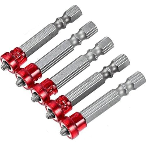 5Pcs S2 Alloy Magnetic Screwdriver Bit 1/4" Hex Shank Single Head Cross Screwdriver For Electric Drill