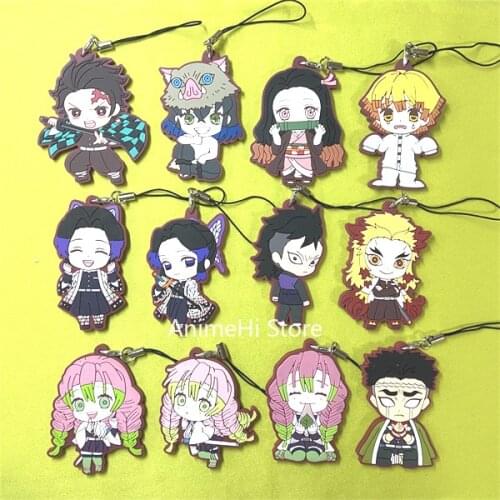 Anime Demon Slayer Kimetsu no Yaiba Keychain Figure Kanroji Mitsuri Himejima Gyoumei Shinazugawa Genya Keyring Bag Pendant Gift