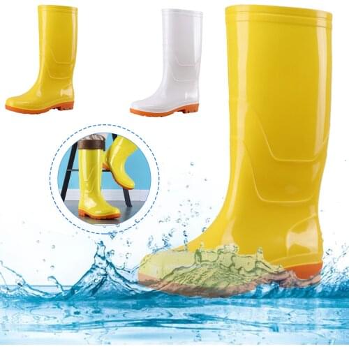 Trendyland Unisex White/Yellow Rain Boots Outdoor Summer Women/Men Fashion Waterproof Antiskid PVC Rainboots Shoes Dropshipping