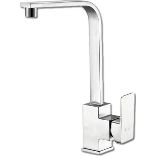 Free shipping Square 304 stainless steel kitchen sink faucet with single handle kitchen mixer tap by brushed leadfree water tap