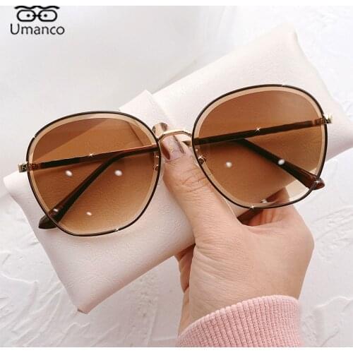 Big Size Round Sunglasses Women Metal Frame Gradient Lens UV400 Sunshades Glasses Driver Outdoor Travel Beach Gift Eyeglasses