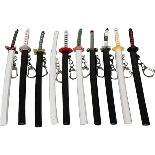 Bsarai Demon Slayer Kimetsu no Yaiba Tomioka Giyuu Kochou Shinobu Hashibira Inosuke 17cm/6.7'' Sword Model Toy Key Chain/Ring