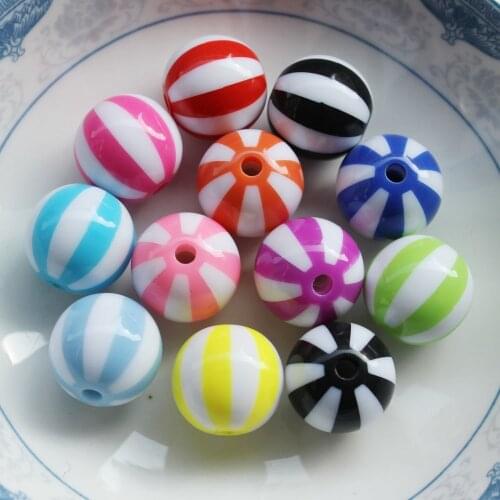 12mm 16mm 20mm Beach Ball Vertical Stripes Resin Beads