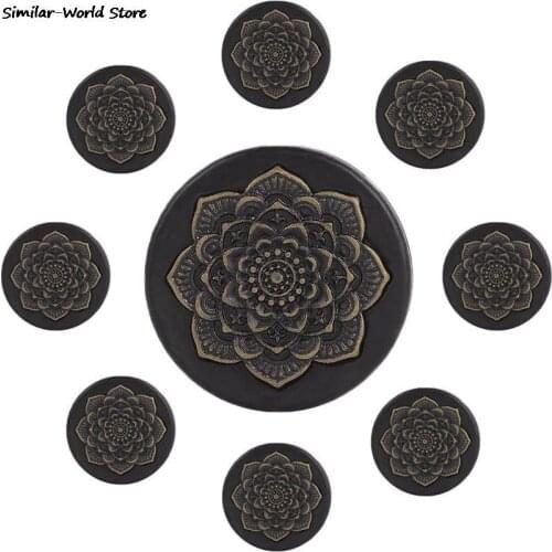 Black Natural Wood Mandala Flower Ear Plugs Tunnels Ear Expanders Earring Gauges Piercing Plug Ears Body Jewelry New Style