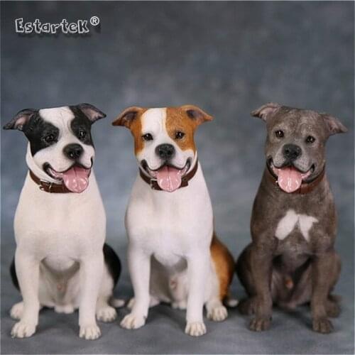 Estartek 1/6 Resin Staffordshire Terrier Posture Dog with Replaceable Head Garage Kit Statue