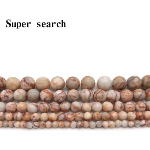 Smooth Natural Pink Crack line Round Loose Beads 15" Strand 4 6 8 10 12 MM Pick Size For Jewelry Making