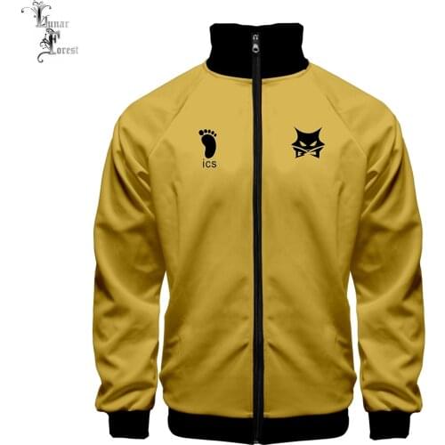 Haikyuu!! MSBY Black Jackals 3D Printing Fall Winter Baseball Jacket Stand collar jacket Men/Women Hip Hop Jacket Zipper