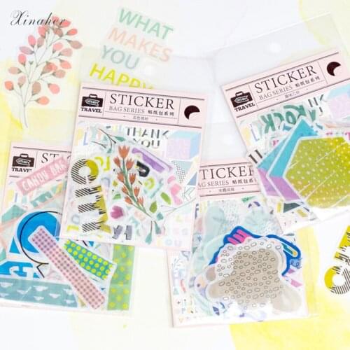 XINAHER 40 pcs/lot English geometric decoration mini paper sticker package DIY diary decoration sticker album scrapbooking