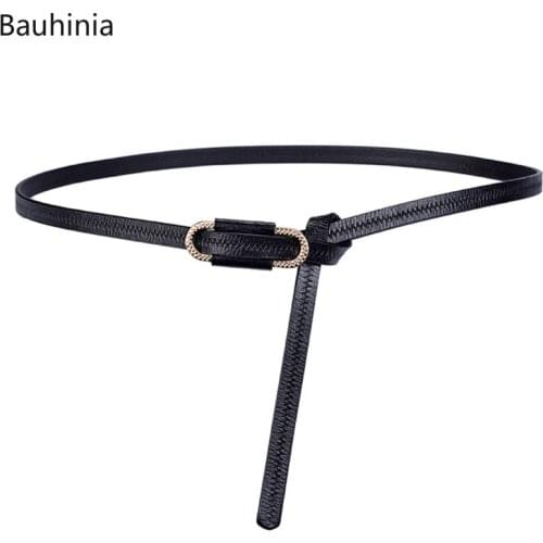 The New 1cm Wide Womens Thin Leather Belt Fashion Knotted Decoration Korean Style Sweet Dress With Belt