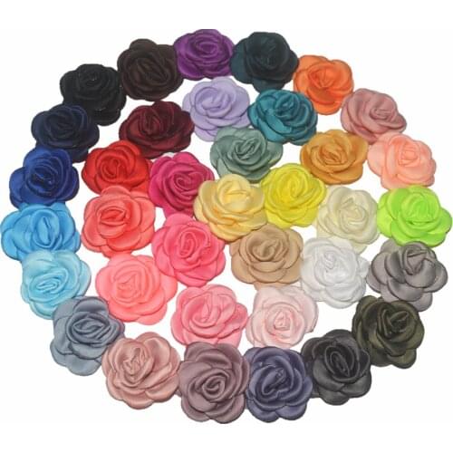 1.5" Burned Flower Mini Satin Rosette Flower Flat Back For Baby Girls Children Kids Hair Accessories Headband 100pcs/lot
