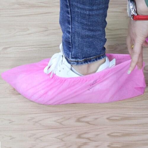 100pcs Nonwoven Fabric Disposable Shoe Cover Breathable Non-Slip Children Adult Foot Cover For Home Plant Laboratory Thickened