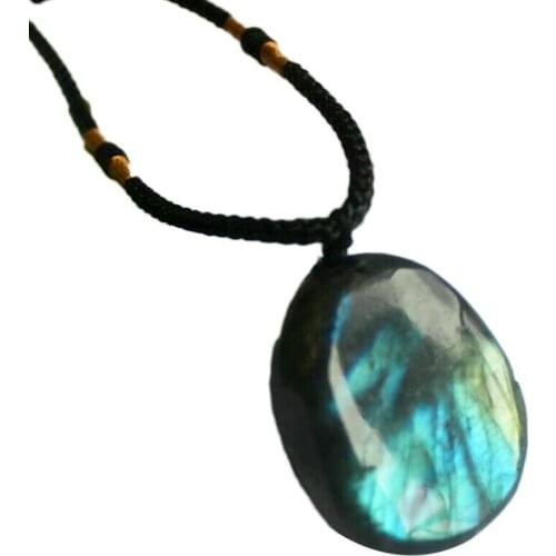Original stone pendant necklace Labradorite Crystal Natural Moonstone Stones necklace Original Moonstone Ornament pendent D7T2