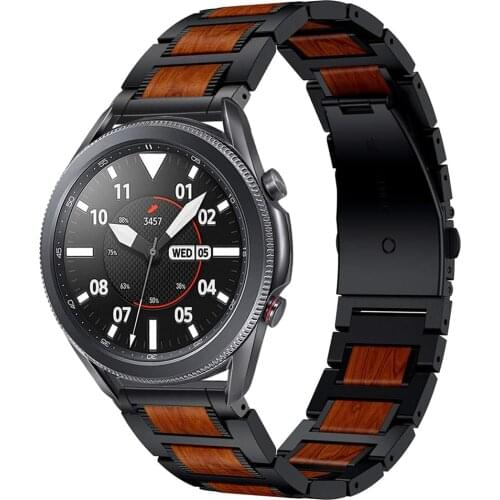 Samsung Galaxy Watch 46mm Gear S3 Huawei Watch GT2 Amazfit GTR 47 Strap Wooden Metal Strap Bracelet Accessories 22mm Strap