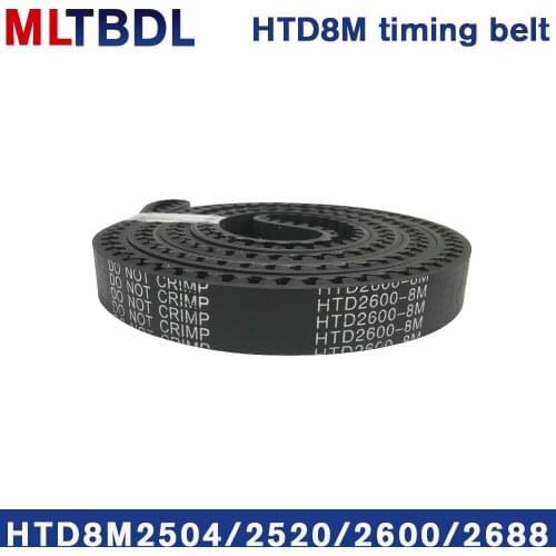 Rubber synchronous belt HTD8M2504 2520 2600 2688 pitch=8mm arc tooth industrial transmission toothed belt width15/20/30/40