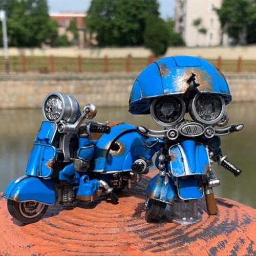 Transformation Robot WJ W8612 Black Apple Small Steel Cap War Damage Alloy Mini Battle Damaged Motorcycl Action Figure Toy