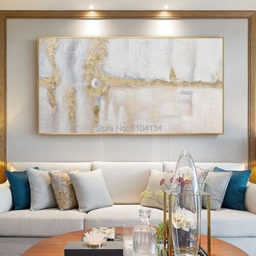 Hand-painted oil painting for living room wall art paintings hotel club gold abstract oil painting