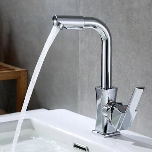 Modern Kitchen Faucet Copper Single Hole 360 Degree Swivel Spout Sink Basin Faucet Cold Hot Water Mixer Tap Crane Single Lever