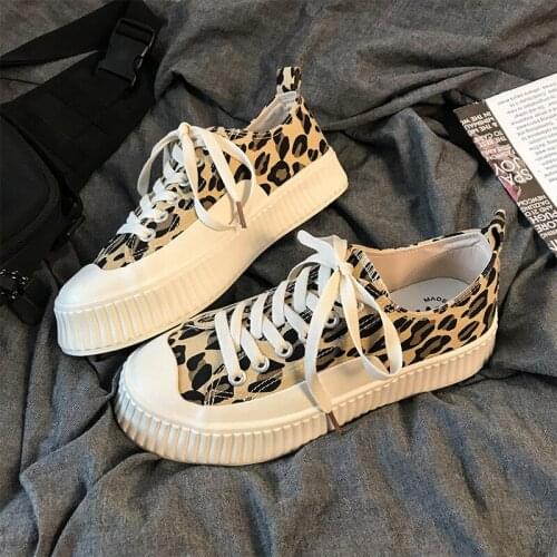 Animal Pattern Canvas Shoes Female 2021 New Spring Korean Student Trendy Shoes Retro Hong Kong Flavor Flat Shoes Shoes