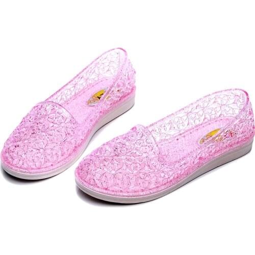 Women Clogs Jelly Sandals Non-slip 2021 Summer Female Flat Slippers Lady Girls Cool Hollow EVA Garden Sandals Cute Mules Cheap