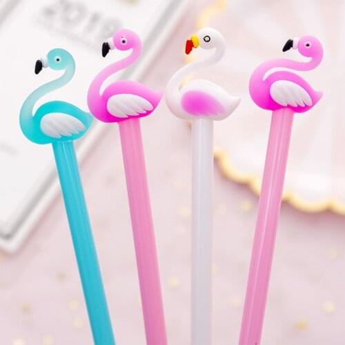 1 Pcs Kawaii Cartoon Pink Flamingo Gel Pen Escolar Papelaria Children Gift Cute Signature Pen Stationery School Office Supplies