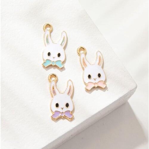 10Pcs Enamel Gold Color Rabbit Charms Pendant for Jewerly DIY Making Bracelet Women Earrings Necklace Accessories Findings Craft